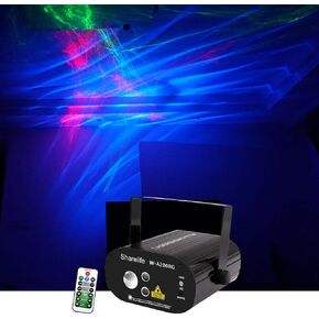 Mini 4 Lens 128 RGRB Patterns Laser Effect Mixed Blue LED Background Projector Light Remote Music Auto for DJ Party Show Home Gig Xmas Stage Lighting SL128RGRB