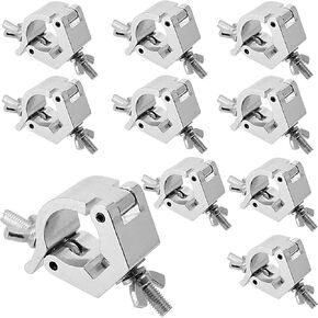 10 PCS Stage Lighting Clamps, Aluminum Alloy Truss Clamp, Light Clamp O Clamps for DJ Projector Par Spotlight Moving Head Light, Fit 1.18-1.38 Inch OD Tube/Pipe, Silver (22071306)