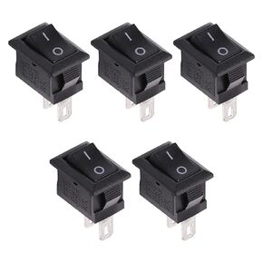 Fielect 5Pcs KCD11 ON/Off Boat Rocker Switch 2Pin 250V/3A 125V/6A Car Boat Black Rocker Switch Toggle