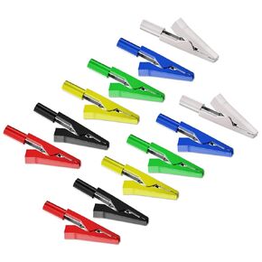 can Connect 2mm Banana Jack Test Probe & 2mm Banana Plug 12pcs Full Insulated Safety Mini Test Alligator Clips Crocodile Clamps Jaws for Electrical Laboratory Measuring 6 Colors
