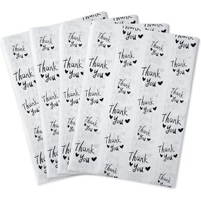 MR FIVE 100 Sheets Black Thank You Tissue Paper Bulk, 20" x 14", Black & White Thank You Tissue Paper for Packaging, Gift Bags, Graduation, Birthday, Thanksgiving