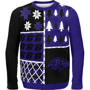 FOCO NFL Baltimore Ravens BUSY BLOCK Ugly Sweater, Medium
