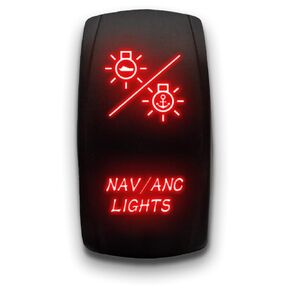 NAV ANC Lights - Blue - Laser Etched Toggle Switch 20A 12V - Vertical Rocker Switch 5-Pin DPST