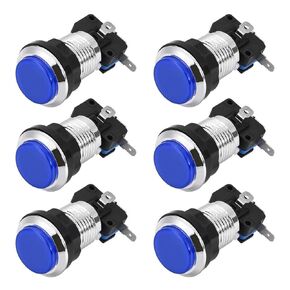 uxcell Game Push Button 33mm Round Push Button Switch with Micro Switch for Arcade Video Games Blue 6pcs