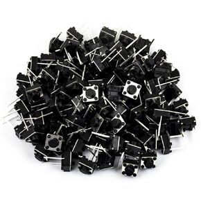 Tactile Push Button Switch DIP 2PIN ON/Off Horizontal Tactile Mini Micro Momentary Tact Switch 6x6x5mm (Pack of 100pcs)