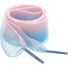 Allegra K 2.5cm Wide Flat Shoelaces for Women Gradient Color Organza Shoe Laces Strings