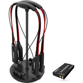 SIMOLIO Dual Wireless Headphones for TV Watching with Transmitter/Charging Stand 2-in-1, Spare Battery & Dialog Mode & Balance Control for Seniors, Optical/RCA/AUX Compatible, Bypass to Soundbar