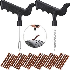 Frienda 32 Pieces Tire Repair Kit with Plug Tire Plug Kit Tire Plug Repair Kit T Handle Tire Repair Tools to Fix Punctures and Plug Flats for Truck, Rv, SUV, ATV, Motorcycle, Car, Tractor, Trailer