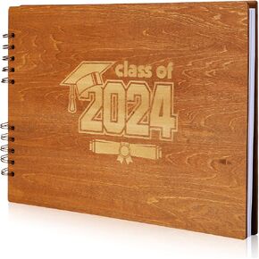 Glenmal Graduation Wood Guest Book Rustic Grad Gifts Wood Scrapbook Photo Album Hardcover Photo Guest Book Congratulatory Message Book with 80 Blank White Pages for Graduation Party(Congratulation) in Saudi Arabia