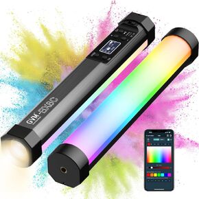 GVM BX8C RGB Tube Light with Spotlight, Full Color Photography Handheld LED Video Lighting Wand Stick with Bluetooth Control, 6 Pixel Effects 12 Lighting Scenes, 2000K-10000K, 3300mAh Battery