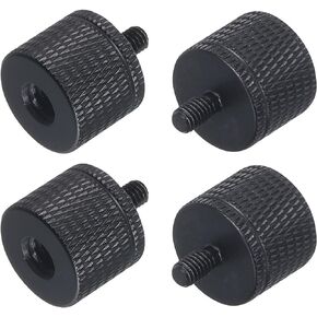 MECCANIXITY 4Pcs Mic Stand Adapter 1/4 Female to M4 Male Camera Screw Thread Adapter for Microphone Tripod Stand Black