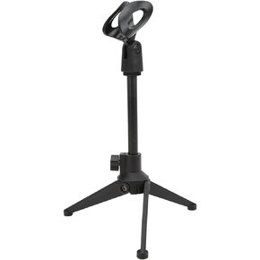 Portable Tabletop Adjustable Microphone Stand, Tabletop Tripod Microphone Stand Collapsible Convenient for Live Recording