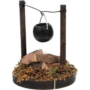 jojofuny Mini Bonfire Decoration, Dollhouse Miniature Stove, Miniature Hanging Stove, Mini Bonfire Decoration, for Dollhouse Kitchen Decoration Fairy Gardens Camping Accessories