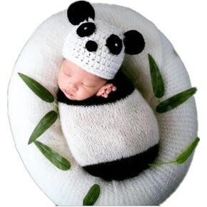 Vemonllas Newborn Photography Props Outfits Bear Hat & Sleeping Bag Newborn Photoshoot Crochet Knitted Baby Photo Props