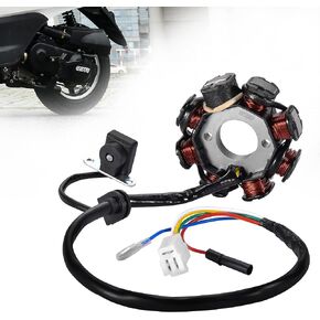 RUTU 8 Pole 5 Wire Coil,Magneto Stator Ignition Relay Coil - Replacement Part for 139QMB GY6 4-Stroke Engine,Compatible with 50cc, 60cc, 80cc, 100cc ATV, TaoTao Scooters, Coolsport, Sunl, NST Mopeds