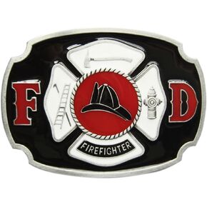 JEAN'S FRIEND Vintage Enamel Fire Hero Firefighter FD Belt Buckle Gurtelschnalle also Stock in US