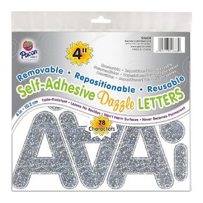Pacon 4-inch Self-Adhesive Puffy Font Letters, Silver Dazzle, 78 Characters (PAC51688)
