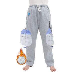Fleece Lined Catheter Leg Bag Pants, Catheter Supplies Compatible with Foley, Nephrostomy, Suprapubic & Biliary Catheters