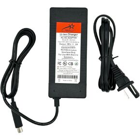 36V Li-ion Battery 42V 2A Adapter Scooter Charger Compatible with Xiaomi M365 and Other Brands. with 8mm RCA 1-Prong Interface.
