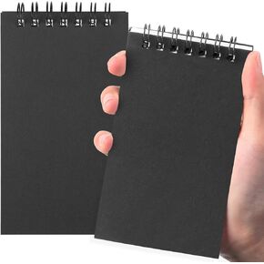 Tenceur 6 Pcs Pocket Notebook Bulk Small 3x5 Inch Spiral Notepads Mini Top Bound Spiral Notebook With Lined Pages 120 Pages Ruled Journals Memo Pads for Home Office College Work School (Black)