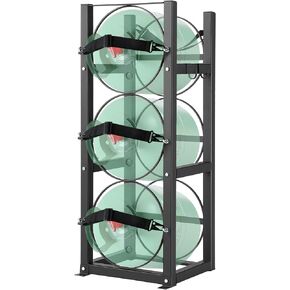 VEVOR Refrigerant Tank Rack, with 3 x 30lbs Bottle Tanks, Cylinder Tank Rack 12.79x12.99x33.07 in, Refrigerant Cylinder Rack Gas Cylinder Racks and Holders for Freon, Gases, Oxygen, Nitrogen