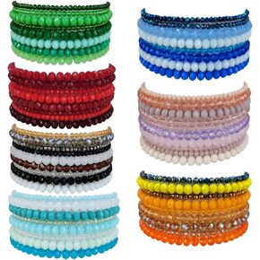 YBMYCM 22-60PCS 8mm Gemstones Beaded Bracelets Round Bead Crystal Bracelets for Women,Elastic Stretch Adjustable Bracelet Unisex