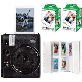 Fujifilm Instax Mini 99 Instant Film Camera, Matte Black, Bundle with 2X Instant Daylight Film Pack and Slinger Photo Album