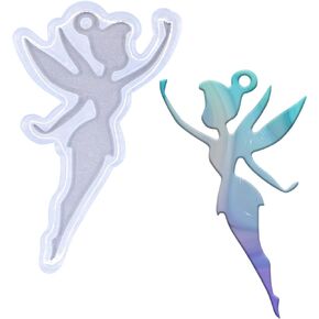 Angel Wings 33Pcs Shiny Fairy Girl Silicone Molds Kit Beautiful Girls Resin Mold for DIY Epoxy Resin UV Resin Casting Mold DIY Keychain Pendant Jewelry Making Necklace Clear