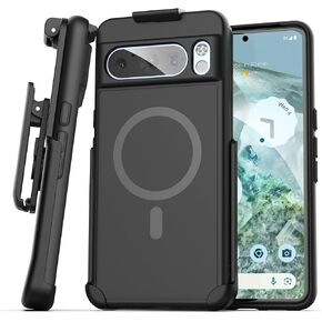 Encased SlimShield Designed for Google Pixel 8 Pro Belt Clip Magnetic Case with Holster (Compatible with MagSafe) Black