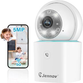 Jennov 2K Indoor Camera for Home Security - 360° Pan/Tilt Pet Dog Camera with Phone App, 2.4Ghz WiFi Camera Monitor for Baby, Motion Detect, Color Night Vision, One-Touch Calls, Auto-Tracking