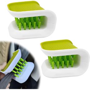 2 Pcs Car Safety Belt Cleaning Brush, Double Sided U-Shaped Washing Tool, Multifunctional Cutlery Cleaner Brush Bristle Scrub, Car Safety Belt Cleaning Supplies(Green)