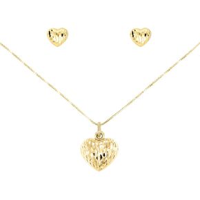 Gold Necklace Set - Experience Italian Style with Lucchetta's 14k Solid Heart for Women