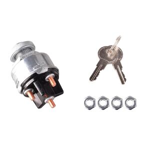 Universal Ignition Key Switch, 4-Position Starter Switch with Key Compatible with Car, Forklift, Truck, Tractor, Trailer, Caterpillar, Agricultural