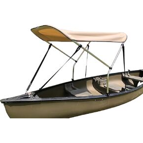 Beige Canoe/Kayak Sun Shade/Canopy Bimini Top - Perfect Umbrella for Kayaking, Canoeing, Fishing Awning to Block UV & Heat Rays and Rain Protection