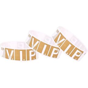 200 Pcs Waterproof VIP Wristbands Events Party Armbands VIP Paper Bracelets for Festivals Clubs Concerts Bar Amusement Parks Fairs - Gold