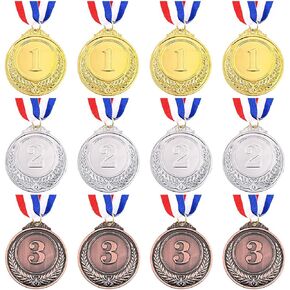Swpeet Metal Gold Silver Bronze Award Medals with Ribbon, Olympic Style Winner Medals for Kids Children's Events, Classrooms, Office Games and Sports - 1st 2nd 3rd Place