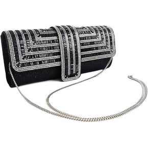 Satin Evening Bags Rhinestone Clutch Purses for Women Handbags Formal Wedding Party Prom Purse Money Bags (Black) in Kuwait