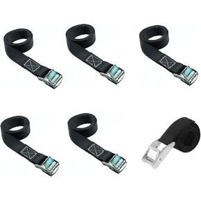 2 Ft x 1 inch Lashing Strap, Adjustable Lashing Strap Ratchet Strap, Heavy-Duty Ratchet Tie Strap, Zinc Alloy Lock, Up to 600 Pounds (6-Pack, Black)