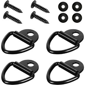 4 Pack Cargo Tie-Down V-Ring Anchors,2 Inch Diameter Steel V-Ring Bolt On D-Rings for Cargo on Trucks Pickups Trailers (Black)
