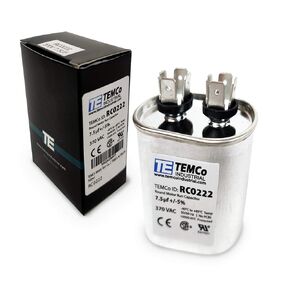 TEMCo 7.5 uf/MFD 370 VAC Volts Oval Run Capacitor 50/60 Hz AC Electric - Lot -1