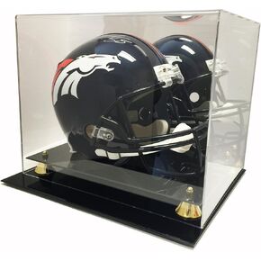 حافظة عرض خوذة كرة القدم ماكس برو بالحجم الكامل | حافظة عرض أكريليك شفافة كريستالية | حافظة خوذة ذات قاعدة سوداء مزدوجة الطبقات مع رافعات ذهبية | معرض عرض خوذة العداد in Kuwait