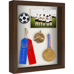 Americanflat 11x14 Shadow Box Frame in Driftwood with Soft Linen Back - Engineered Wood with Shatter-Resistant Glass, and Hanging Hardware for Wall and Tabletop Display