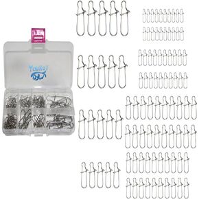 100pcs Fishing Duo Lock Snaps Quick Change Lure Hooked Snap Size 0#1#2#3#5#6#7#8# for Freshwater Saltwater Fishing Tackle
