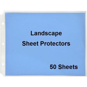 Premium 6mil (Sturdy & Strong) Landscape Sheet Protectors for Standard-Size Paper. Set of 10, Heavy-Duty, Crystal Clear, Horizontal Format for Landscape Binders.