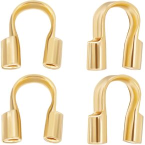 Beebeecraft 1 Box 300Pcs Wire Protectors 18K Gold Plated Brass U Shape Wire Guardian Loops Thread Protector for Jewellery Making Bracelet Necklaces(Hole: 1mm)