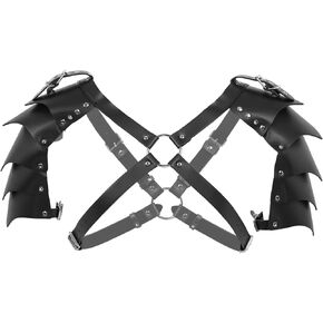 Men Leather Shoulder Armors Steampunk Body Chest Harness Armors Medieval Viking Armor Gothic Knight Armor Adjustable