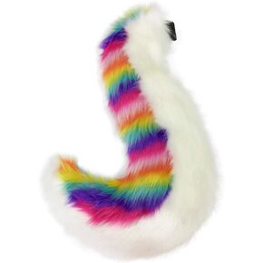 Furryvalley Fursuit ذيل فرو جزئي ذيل فروي للحفلات التنكرية للأطفال البالغين (قوس قزح)