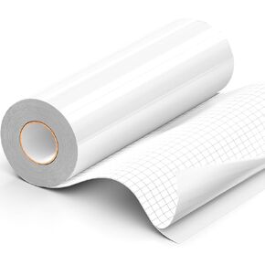 12"x50FT Gloss White Permanent Vinyl for Cricut Maker Explore Silhouette Cameo, White Sticker Vinyl Outdoor Impervious, White Adhesive Vinyl Phone Cup Glass Decal