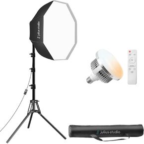 Julius Studio [2 Set] 27-inch LED Softbox Octagonal Lighting Kit, 85W LED Bulb with Remote Controller, Extreme High Brightness 6300Lm, Color Control, CRI>95, Stand & Carry Bag, JSAG485