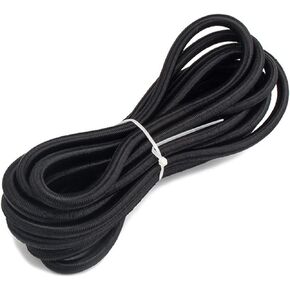 1/4" x 10' Bungee Shock Cord - Elastic Nylon Cords Marine Kayak Heavy Stretch String Rope and Tie Down Trailer Strap (Black)